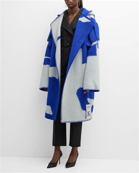 Burberry Colorblock EKD Hooded Wool Coat 